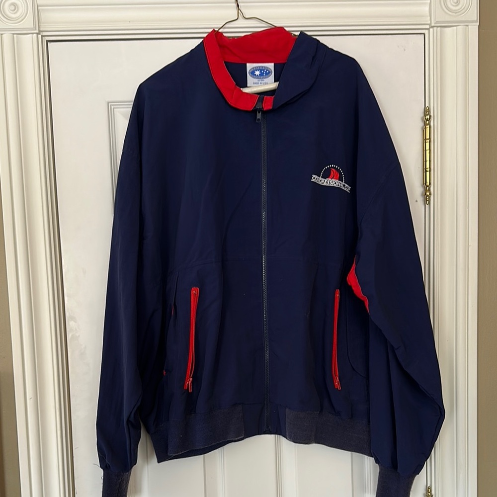 Navy and Red Windbreaker Jacket